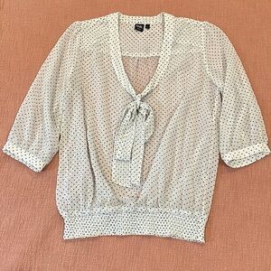 Twik small wm’s Sheer White Blouse with Black Dots